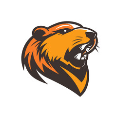 Beaver vector mascot logo design with modern illustration concept style for badge, emblem and tshirt printing. Beaver illustration for sport and esport team logotype. Beaver sticker