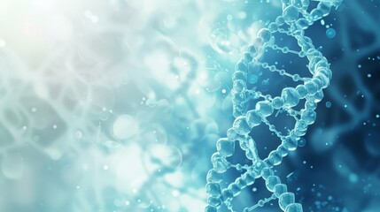 Poster - Close-up of blue molecular structure with light blue bokeh background. Biotechnology and scientific innovation concept.