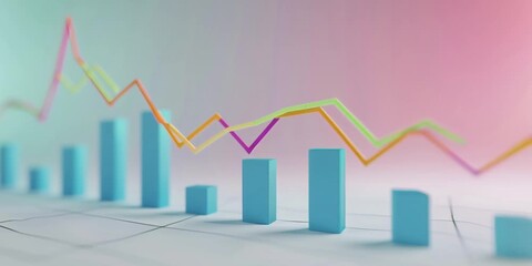 Poster - Abstract financial chart with up trend line graph