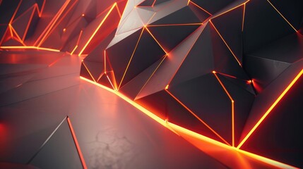 Poster - Futuristic 3D background with glowing lines and geometric shapes, evoking a sense of innovation.