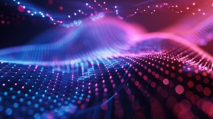 Poster - Futuristic 3D grid with dynamic light effects and geometric patterns, illustrating digital sophistication.