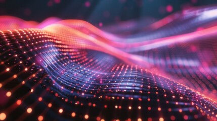 Poster - dynamic light effects and geometric patterns, illustrating digital evolution