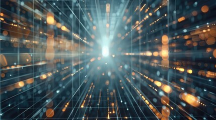 Poster - dynamic light effects and geometric patterns, illustrating digital evolution