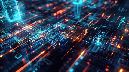 Poster - Futuristic 3D shapes with glowing edges and transparent surfaces, creating a high-tech visual.