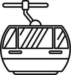 Wall Mural - Minimalist line art icon of a cable car moving up a mountain