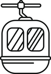 Sticker - Outline icon of a funicular cabin ascending a mountain landscape