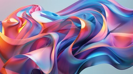Poster - fluid 3d abstract shapes with vibrant colors and smooth gradients, creating a harmonious effect.