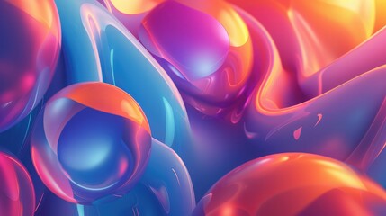 Poster - fluid 3d abstract shapes with vibrant colors and smooth gradients, creating a harmonious effect.