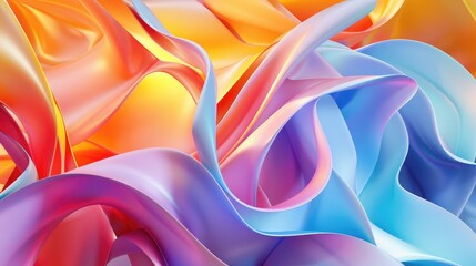Poster - fluid 3d abstract shapes with vibrant colors and smooth gradients, creating a harmonious effect.