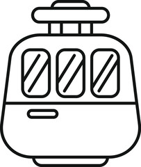 Poster - minimalist line art of a city tram moving through an urban landscape