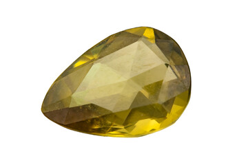 Wall Mural - natural yellow sapphire gem on the isolated white background