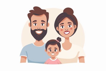 Sticker - Happy family with baby in cute illustration warm colors joyful expressions cozy atmosphere digital art heartwarming scene bonding love and joy cheerful mood