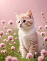 kitten in flower garden