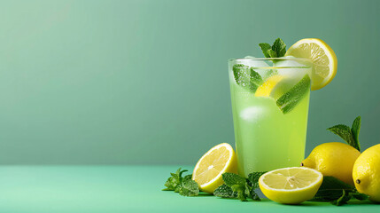 Refreshing Lemonade with Mint and Lemon Slices