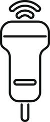 Poster - Simple line icon of a wireless barcode scanner transmitting data using wifi