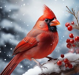 Northern Cardinal in a winter