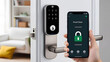 © ekalaila - Smartphone unlocking smart door lock with digital keypad