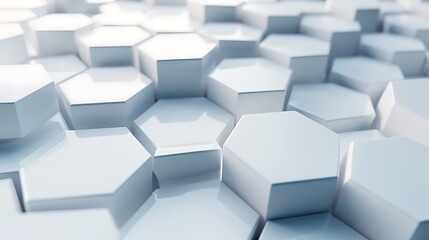 Poster - Abstract Hexagon Pattern in White and Gray