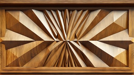 Sticker - Carved Wooden Panel with Geometric Pattern