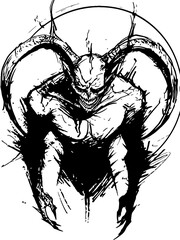 Wall Mural - Demon sketch  drawing