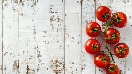 Poster - Rustic style white wooden background with ripe tomato