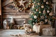 © Wan - Rustic Christmas Decor with Presents Under Tree.