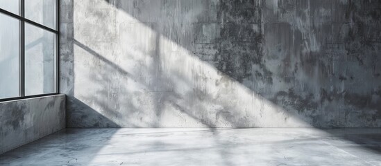 Poster - Interior design trend featuring loft style plaster walls in gray and white creating a minimalist look as wallpaper often seen in home design with copy space images