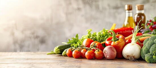 Wall Mural - Copy space image featuring fresh organic vegetables displayed on a table