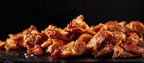 Aufkleber - Close up image of pork caps on black background with copy space a favored snack in Asia