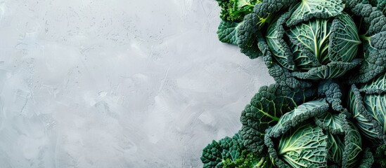 Wall Mural - Cabbage displayed by itself on a white background with space for copying images