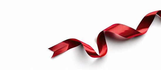 Aufkleber - A single red diagonal ribbon set against a white background with blank space for text or images creating a visually appealing copy space image