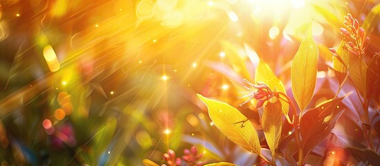 Aufkleber - An image featuring blurred foliage and vibrant sunlight provides a perfect background for your text or advertisement with copy space image