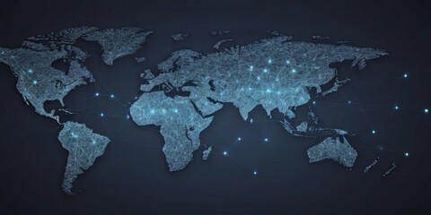 Poster - A blue globe with a network of lights on it