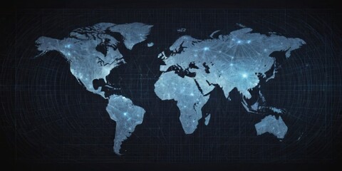 Poster - A blue and white world map with a lot of stars on it