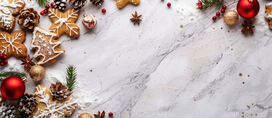 Aufkleber - Festive Christmas cookies surrounding a copy space image