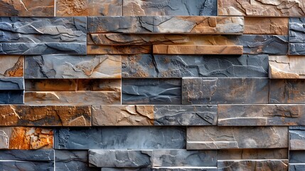 Poster - Rustic Stone Wall Texture - A Close-Up View