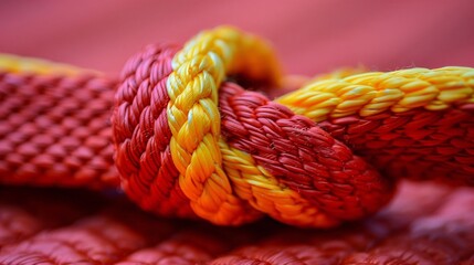 Poster - Simple karate dojo with minimalist mat designs and belt patterns in vibrant red and yellow Stock Photo with copy space