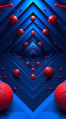 Poster - Simple diamond-shaped baseball field with geometric bats and balls in bright red and blue colors Stock Photo with copy space
