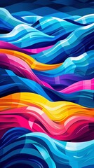 Aufkleber - Geometric illustration of synchronized swimming pools with artistic water patterns in fluid wave-like shapes using bright blue and green tones Stock Photo with copy space
