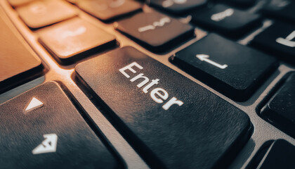 Poster - Close-up of an Enter Key on a Laptop Keyboard