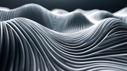 Poster - Abstract white and black lines creating a futuristic look, digital data flow or high speed communication in minimalist style.