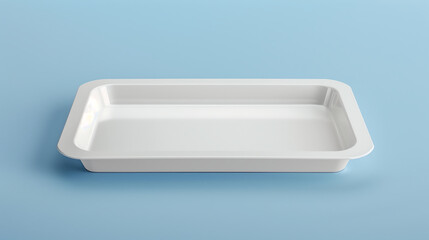 Poster - Blank empty plastic or paper tray mockup on blue background