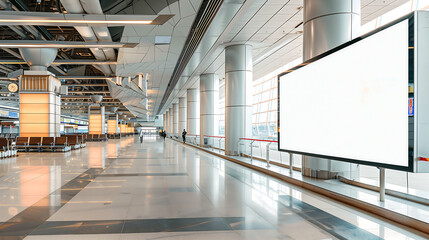 Aufkleber - Blank white billboard mockup at an airport terminal
