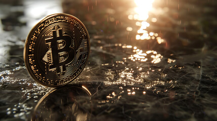 Aufkleber - Cryptocurrency concept a simplified digital coin symbol against a backdrop of financial growth and digital exchange