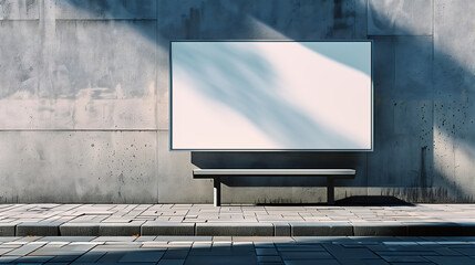 Poster - Empty white signboard in front of a modern art gallery