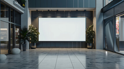 Poster - Large blank signboard mockup at a shopping mall entrance