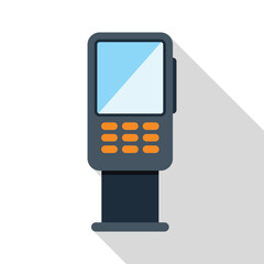 Poster - Payment terminal standing on a counter, displaying a blank screen, ready for a financial transaction