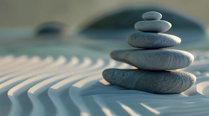 Aufkleber - Zen stones with lines on natural background, spa calmness and purity peaceful concept, generative ai