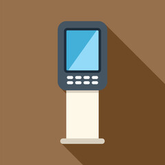 Poster - Payment terminal with blank screen standing on a brown background, suitable for both digital and print projects
