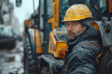 Construction Worker in Hard Hat on Busy Site, Male Construction Worker, Construction Site Worker, Male Site Worker, Construction Job, Busy Construction Site, Construction Worker Portrait